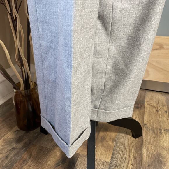 VTG Jones New York 100% Wool Pants Slacks Sz 6 Gray Lined Pleated Cuffs Wide Leg - Picture 3 of 12
